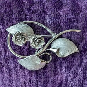 Vintage 925 Sterling Silver Floral Rose Brooch, Canadian Designer Bond Boyd